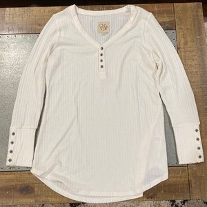 Chaser white long sleeve waffle shirt